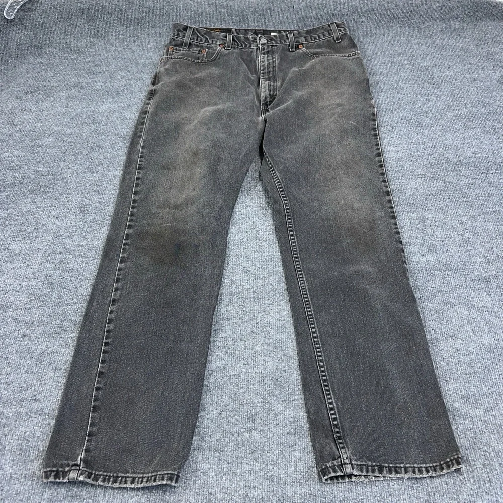 Vintage Levis 505 Jean Men 34x30 Black Regular Straight Fade Made in USA 90s Y2K